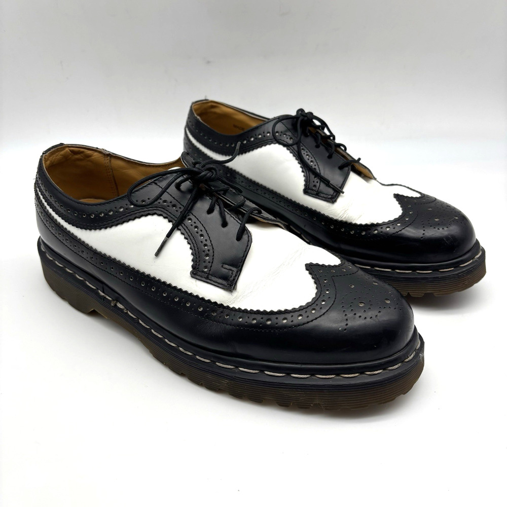 Vintage 90s Dr. Martens 3989 Black White Brogue Wingtip Oxford UK10 US11 England
